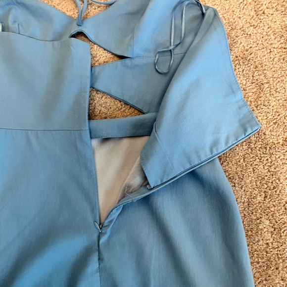Zara blue cut-out halter top bodycon midi dress Sz L NWOT bloggers fave - Picture 10 of 16